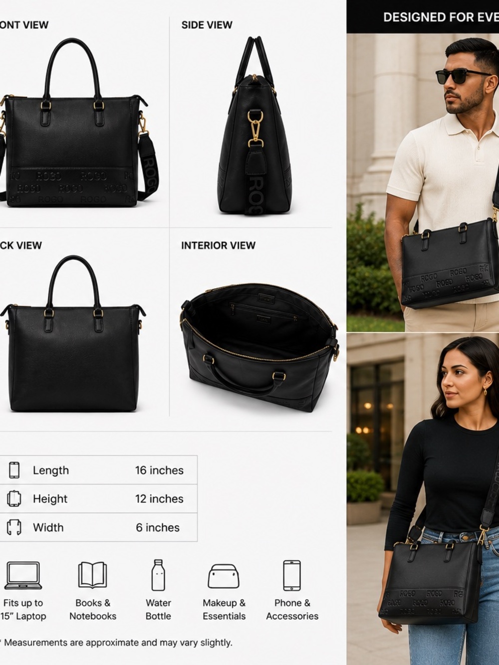 Black ROGO Tote Bag - Picture 1 of 3